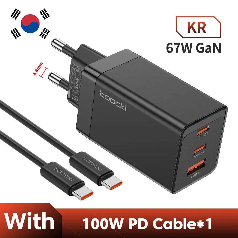 Toocki 67W GaN USB C Charger-EU Black