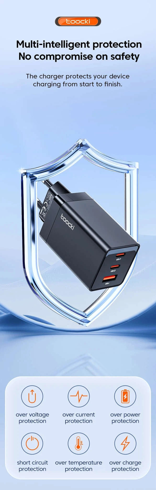 Toocki 67W GaN USB C Charger-EU Black