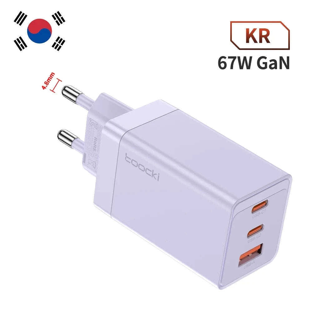 Toocki 67W GaN USB C Charger with 1m USB-C Cable-EU Black