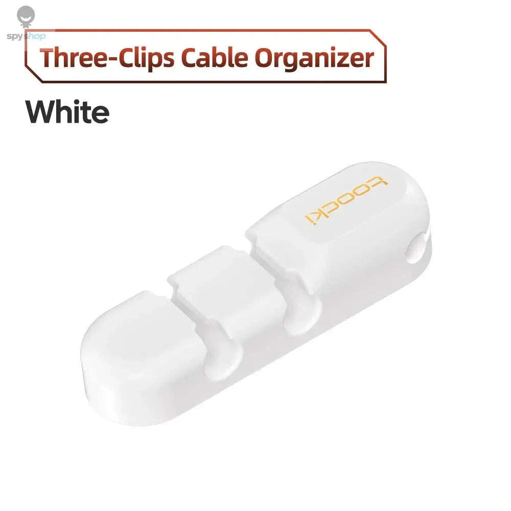 Toocki Silicone Cable Organizer – Flexible Multi‑Cable Winder for Desk & Home-7 Clips White