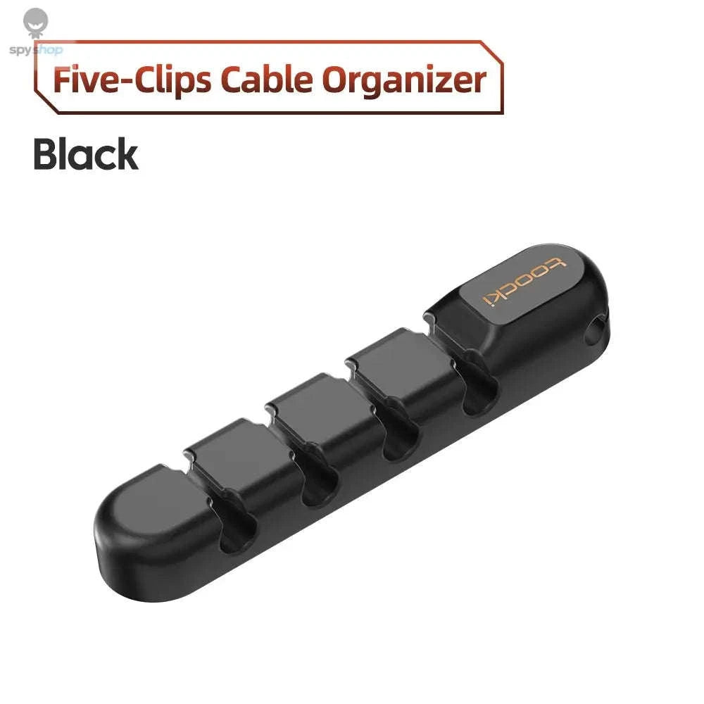 Toocki Silicone Cable Organizer – Flexible Multi‑Cable Winder for Desk & Home-7 Clips White