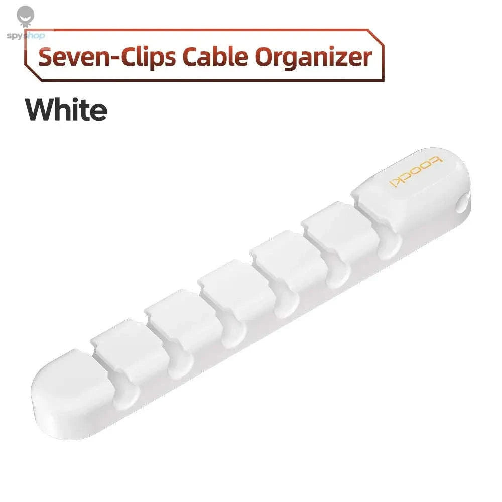 Toocki Silicone Cable Organizer – Flexible Multi‑Cable Winder for Desk & Home-7 Clips White