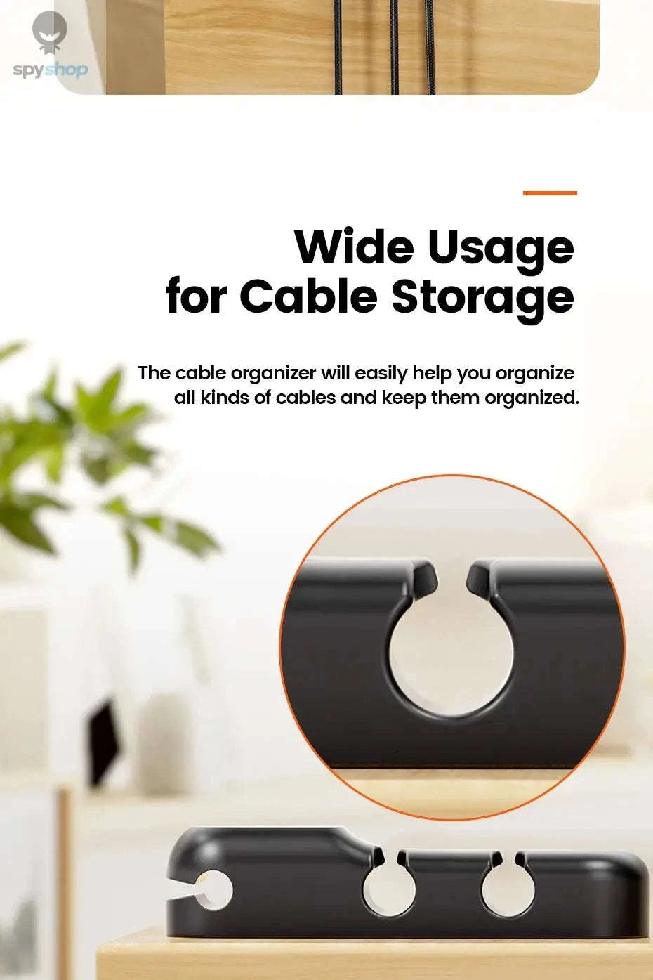 Toocki Silicone Cable Organizer – Flexible Multi‑Cable Winder for Desk & Home-7 Clips White