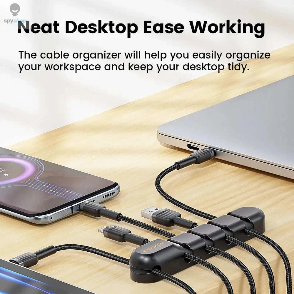 Toocki Silicone Cable Organizer – Flexible Multi‑Cable Winder for Desk & Home-7 Clips White