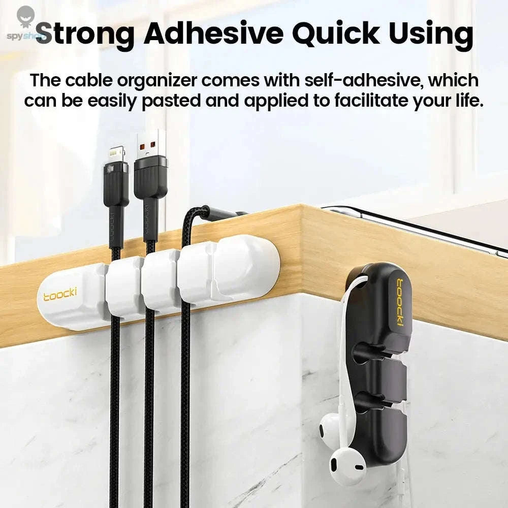 Toocki Silicone Cable Organizer – Flexible Multi‑Cable Winder for Desk & Home-7 Clips White