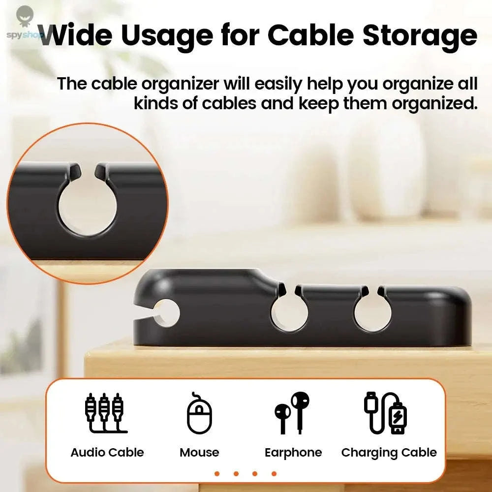 Toocki Silicone Cable Organizer – Flexible Multi‑Cable Winder for Desk & Home-7 Clips White