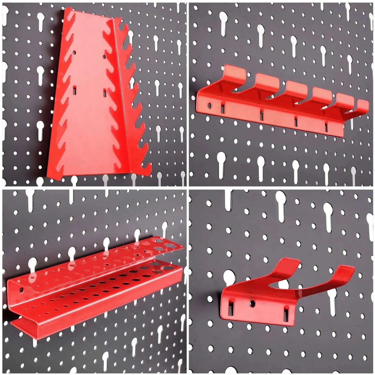 Tool Wall Perforated Wall Metal Panel Set with 17 Hooks-GERMANY