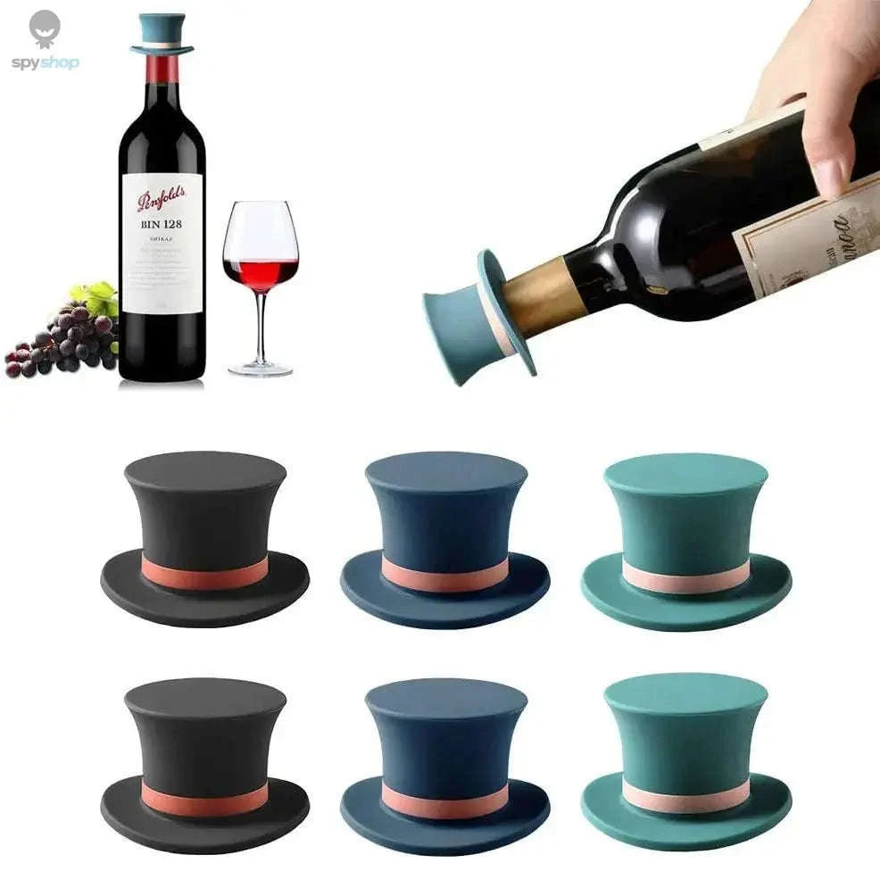 Top Hat Bottle Stopper – Stylish Silicone Seal for Fresh Wine-1green in box