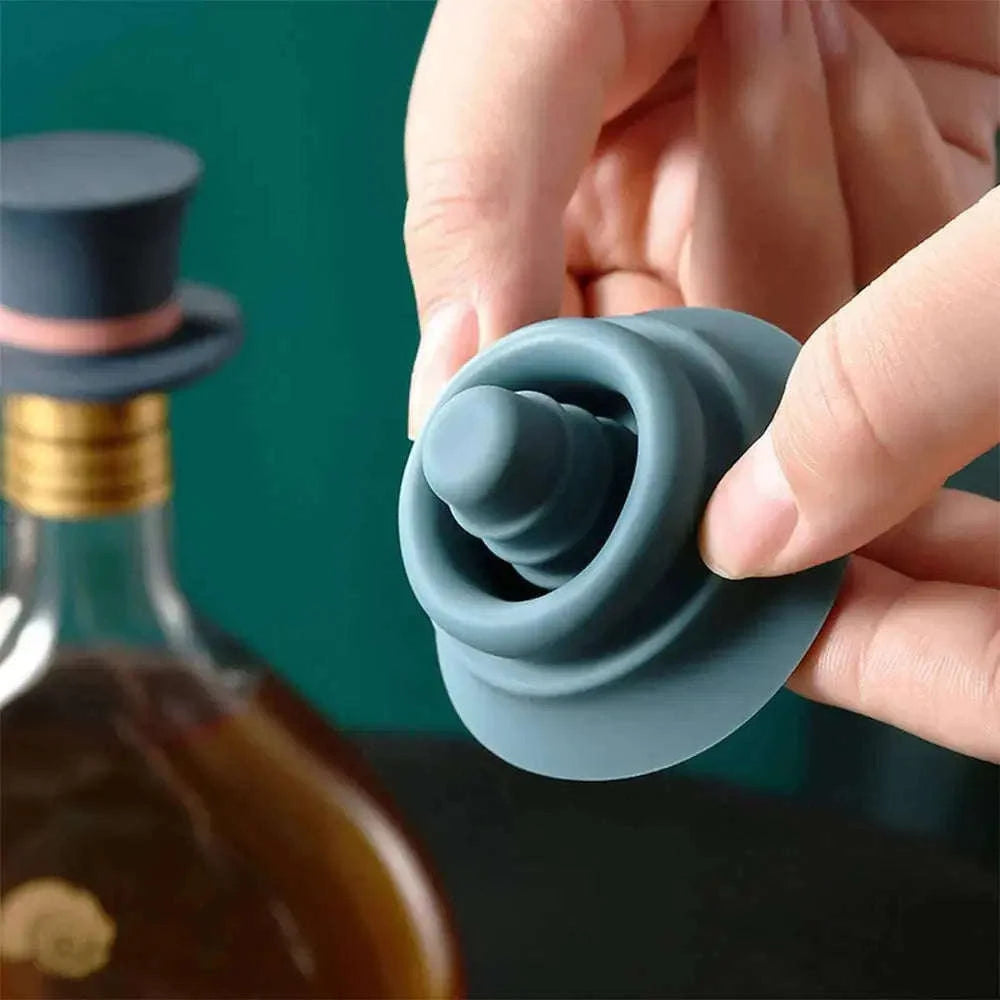 Top Hat Bottle Stopper – Stylish Silicone Seal for Fresh Wine-1green in box