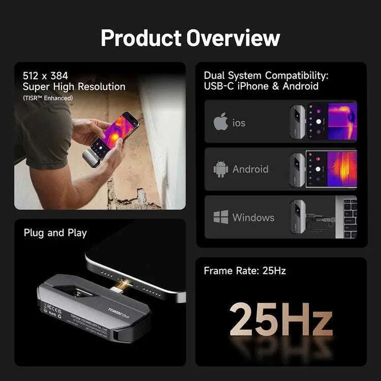 TOPDON TC002C Duo Thermal Camera for iPhone, Android & Windows-TC002C DUO / france