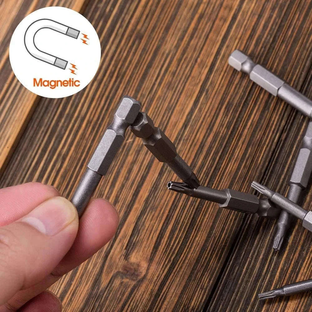 Torx Security Bit Set with 11 Sizes, Magnetic S2 Steel Tips-Length 50mm 12pcs