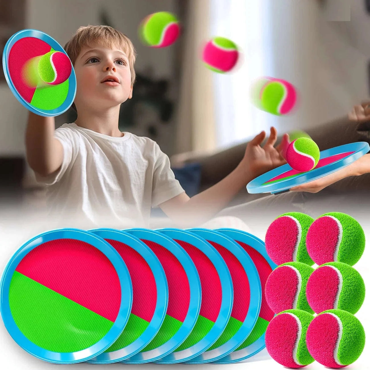 Toss and Catch Paddle Ball Set with 2 Bats and Sticky Ball-2 beats 1 ball / United States