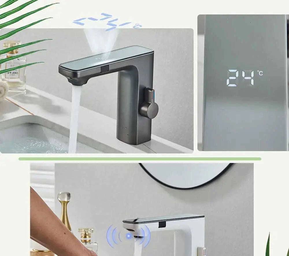 Touchless Sensor Basin Faucet with Smart Display-Chrome Basin Faucet / United States