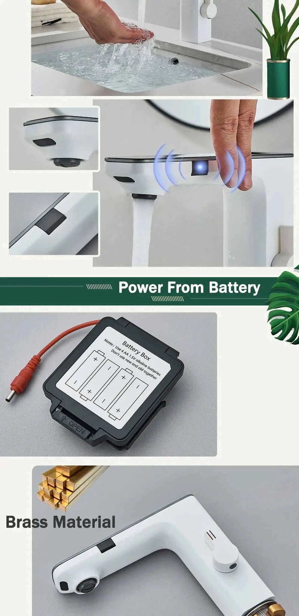 Touchless Sensor Basin Faucet with Smart Display-Chrome Basin Faucet / United States