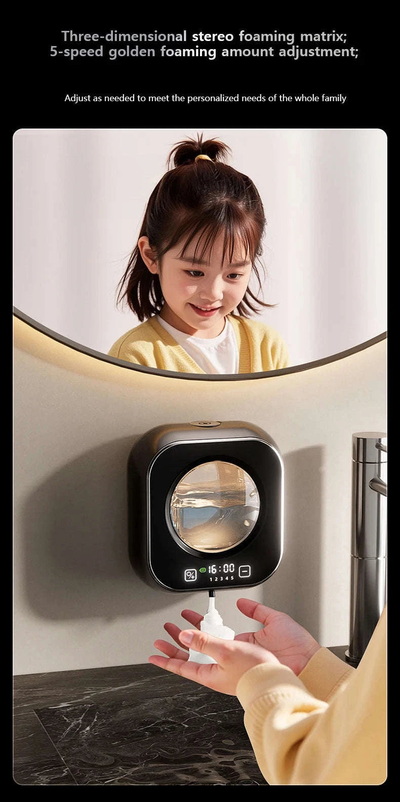 Touchless Wall Mounted Soap Dispenser with Rechargeable Sensor and LCD Display-WHITE / China Mainland