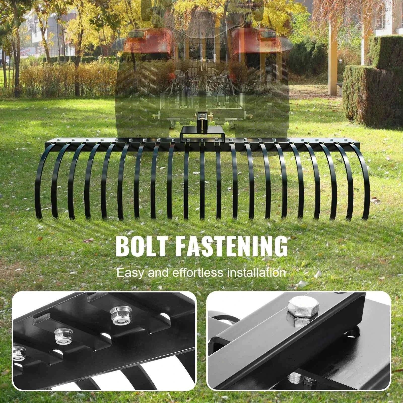 Tow Behind Landscape Rake 60 Inch with 21 Steel Coil Tines-CZECH REPUBLIC