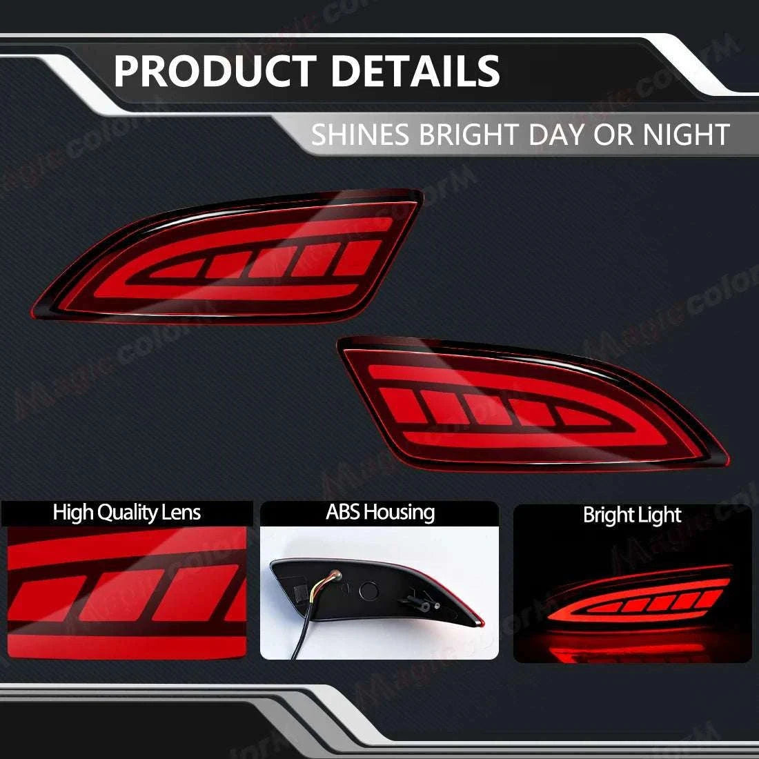 Toyota Camry 2015–2016 LED Rear Bumper Lights Dynamic Turn Signal-Red Lens / China Mainland