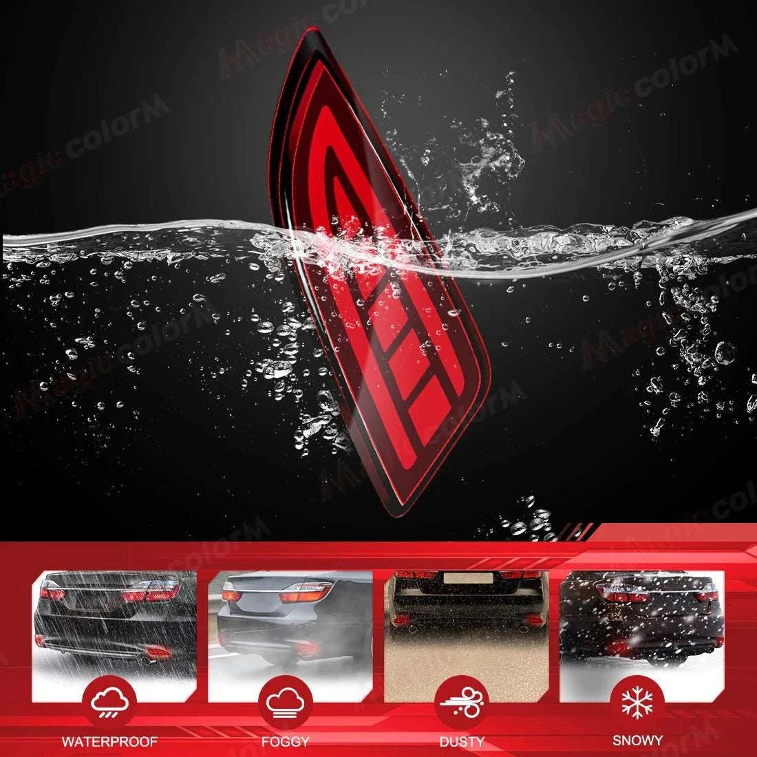 Toyota Camry 2015–2016 LED Rear Bumper Lights Dynamic Turn Signal-Red Lens / China Mainland