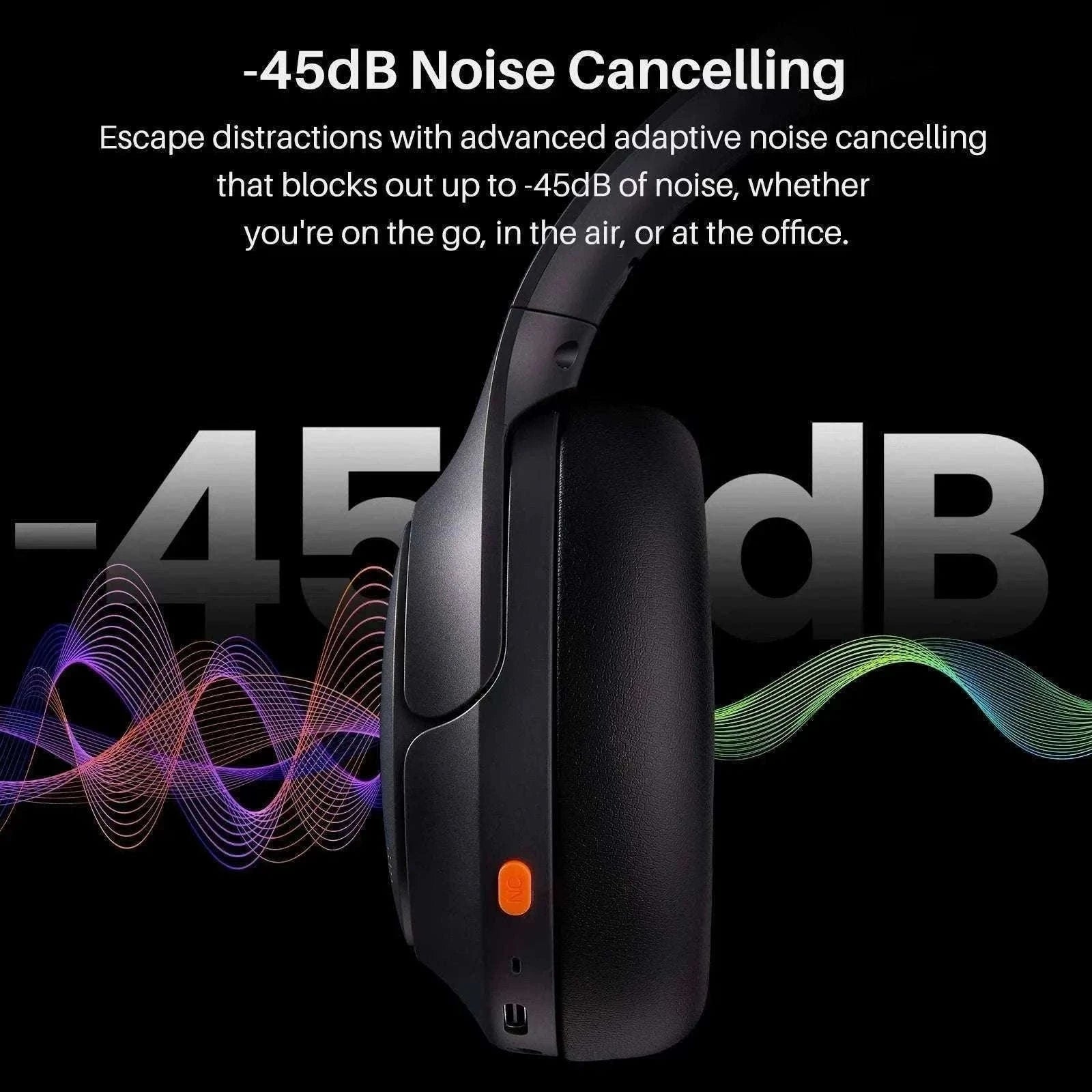 TOZO HT3 Headphones with AI Translation and Bluetooth Audio-black