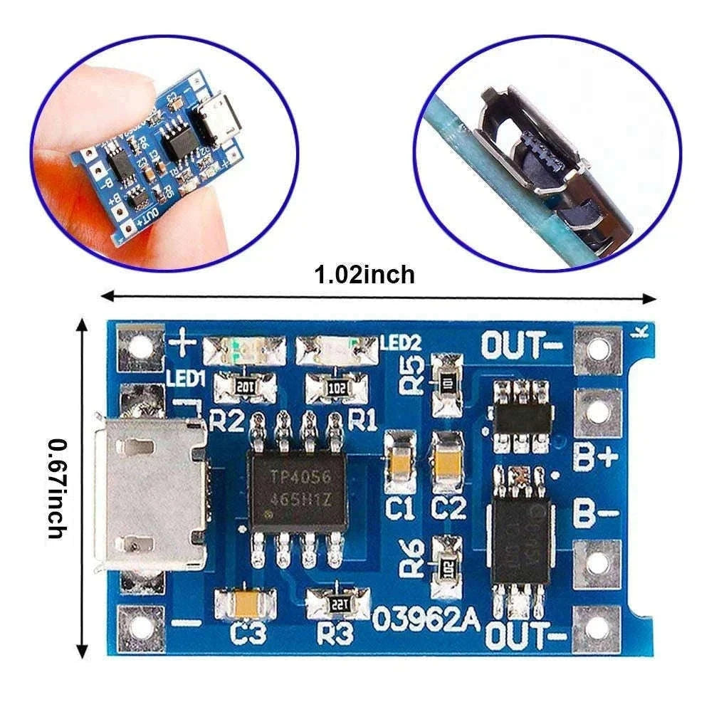 TP4056 18650 Lithium Battery Charger Module with USB Inputs-18650 Type-c / 5PCS