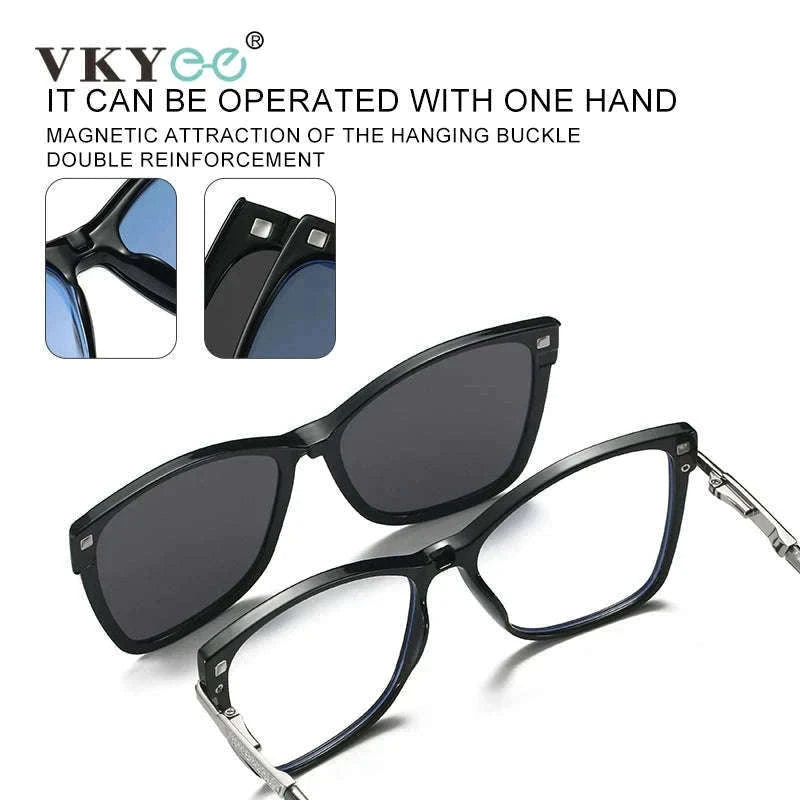 TR90 Magnetic Clip-On Sunglasses with Polarized Lenses-