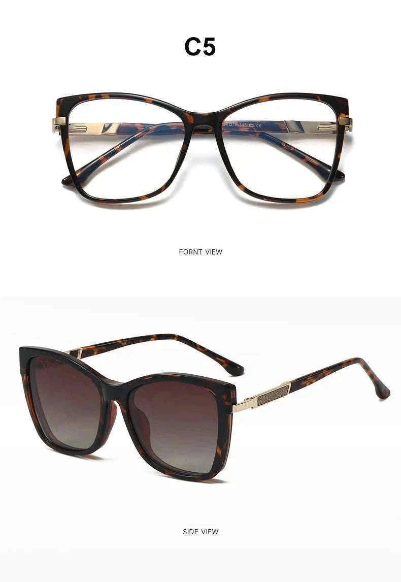 TR90 Magnetic Clip-On Sunglasses with Polarized Lenses-86003-C3 / +50