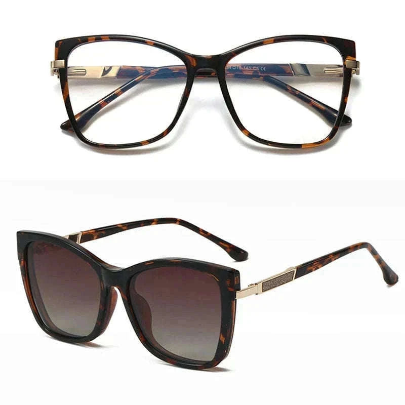 TR90 Magnetic Clip-On Sunglasses with Polarized Lenses-86003-C3 / +50