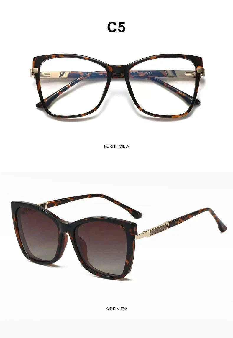 TR90 Magnetic Clip-On Sunglasses with Polarized Lenses-86003-C3 / +50