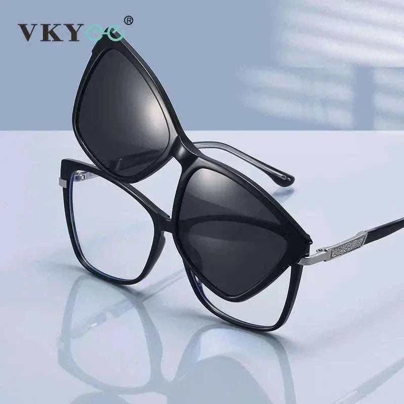 TR90 Magnetic Clip-On Sunglasses with Polarized Lenses-86003-C3 / +50
