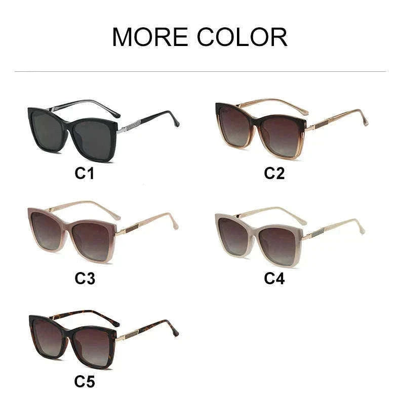 TR90 Magnetic Clip-On Sunglasses with Polarized Lenses-86003-C3 / +50