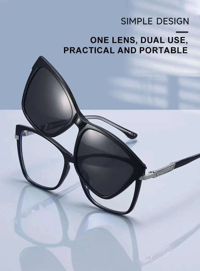 TR90 Magnetic Clip-On Sunglasses with Polarized Lenses-86003-C3 / +50