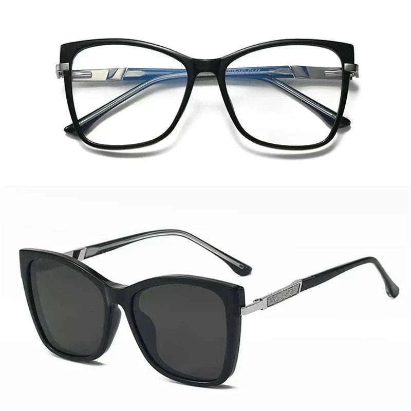 TR90 Magnetic Clip-On Sunglasses with Polarized Lenses-86003-C3 / +50
