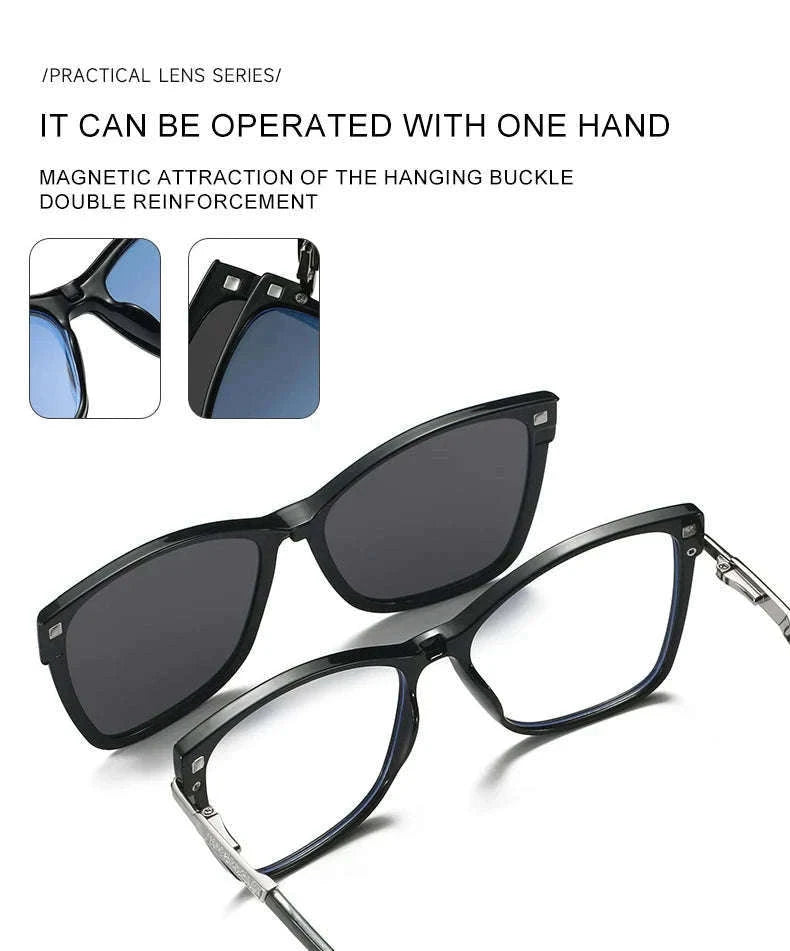 TR90 Magnetic Clip-On Sunglasses with Polarized Lenses-