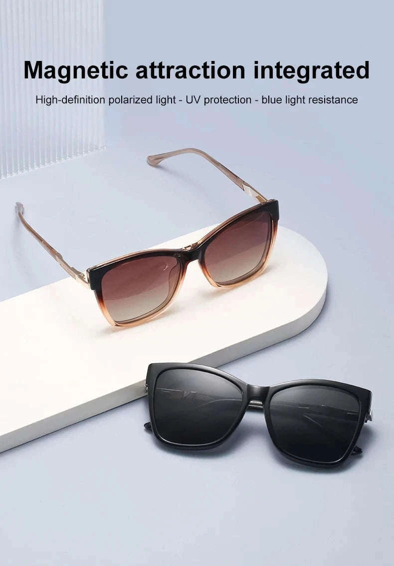 TR90 Magnetic Clip-On Sunglasses with Polarized Lenses-