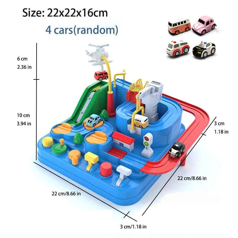 Track Car Adventure Game Educational Rail Toy Set-yellow-2-car