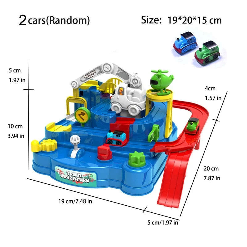 Track Car Adventure Game Educational Rail Toy Set-yellow-2-car