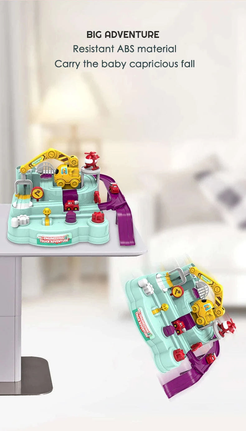 Track Car Adventure Game Educational Rail Toy Set-yellow-2-car