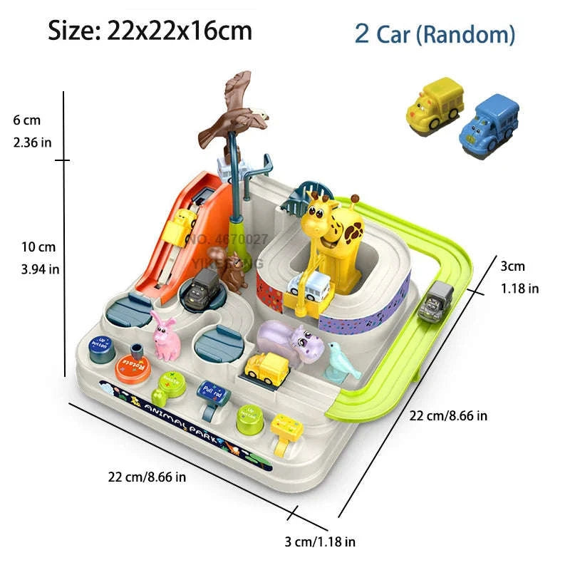 Track Car Adventure Game Educational Rail Toy Set-yellow-2-car