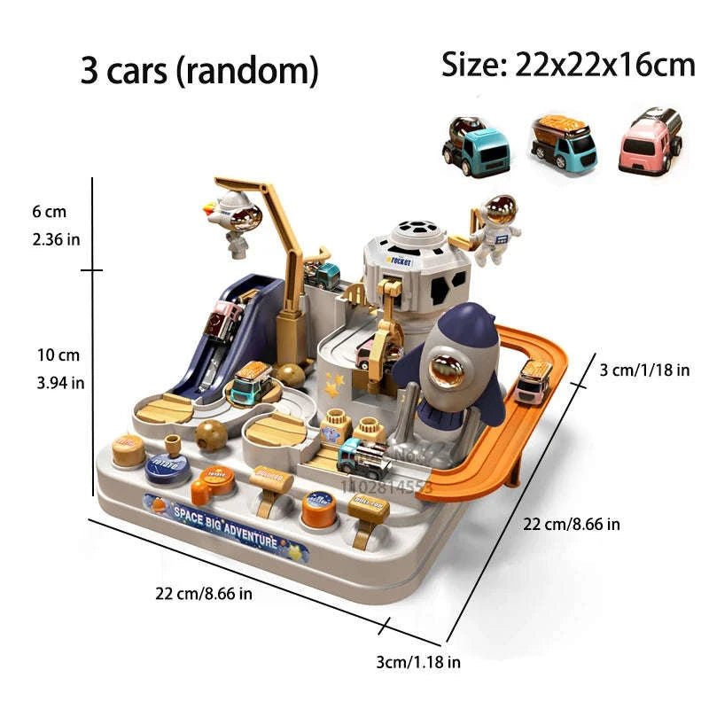 Track Car Adventure Game Educational Rail Toy Set-yellow-2-car