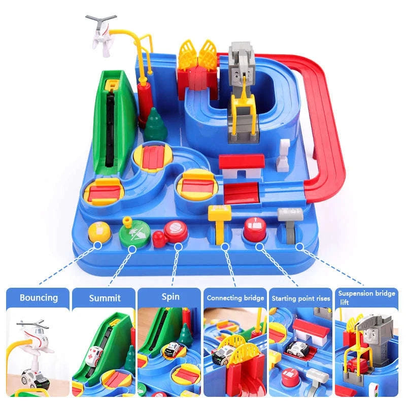Track Car Adventure Game Educational Rail Toy Set-yellow-2-car