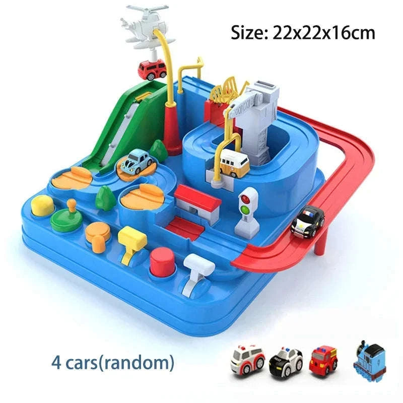 Track Car Adventure Game Educational Rail Toy Set-yellow-2-car