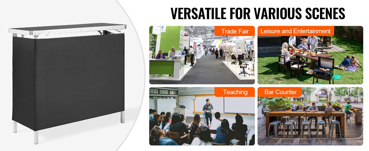 Folding Trade Show Counter Table with Storage Shelf & Carry Bag
