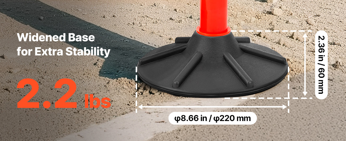 SucceBuy 2/3/4/6/12 Pack Traffic Delineator Posts 34/45 in with Weighted Base Reflective Strips for Construction Site Parking