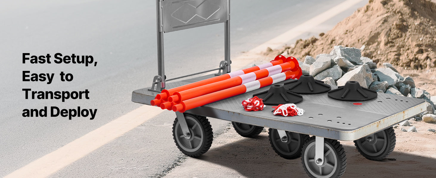 SucceBuy 2/3/4/6/12 Pack Traffic Delineator Posts 34/45 in with Weighted Base Reflective Strips for Construction Site Parking