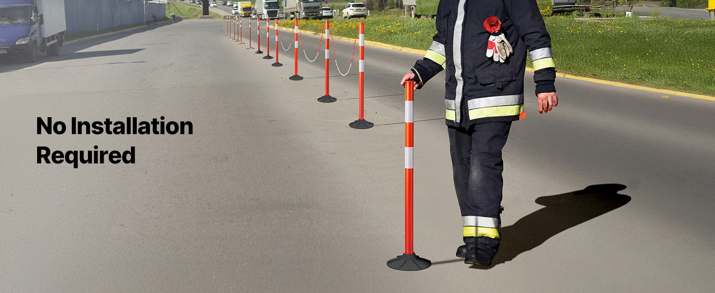 SucceBuy 2/3/4/6/12 Pack Traffic Delineator Posts 34/45 in with Weighted Base Reflective Strips for Construction Site Parking