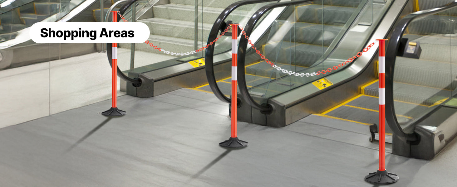 SucceBuy 2/3/4/6/12 Pack Traffic Delineator Posts 34/45 in with Weighted Base Reflective Strips for Construction Site Parking