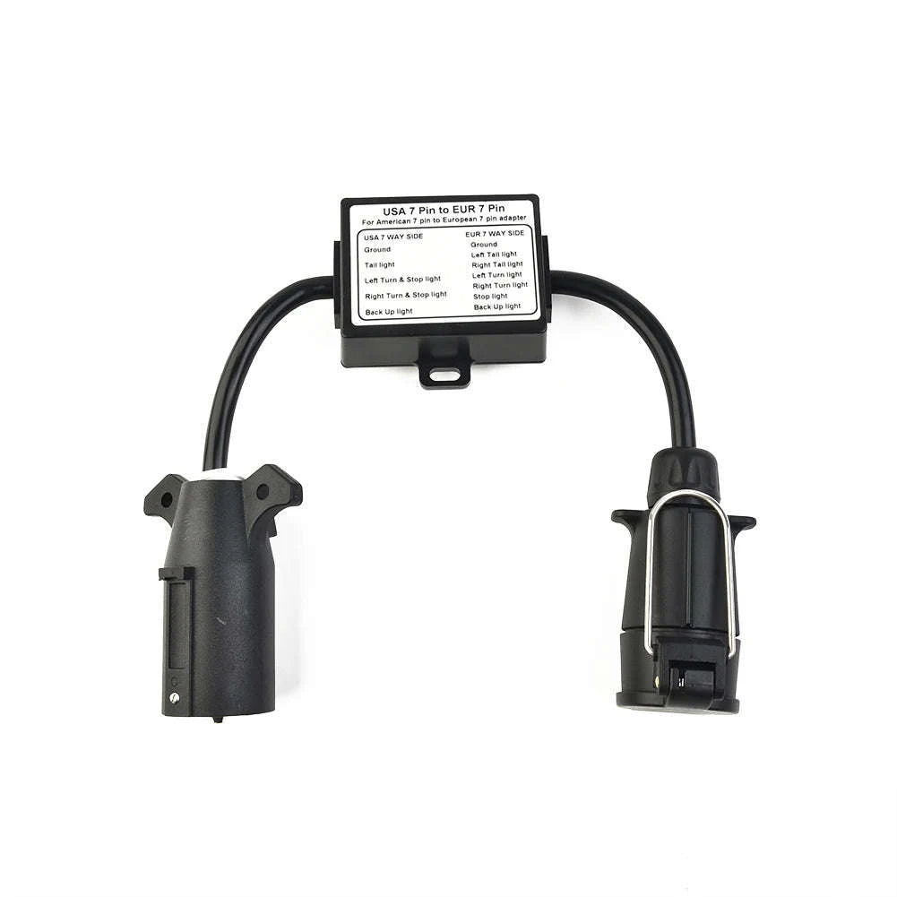 Trailer Light Converter 7-Pole RV Blade Socket to 7-Pin Round Plug-Default Title