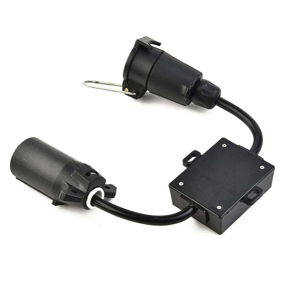 Trailer Light Converter 7-Pole RV Blade Socket to 7-Pin Round Plug-Default Title
