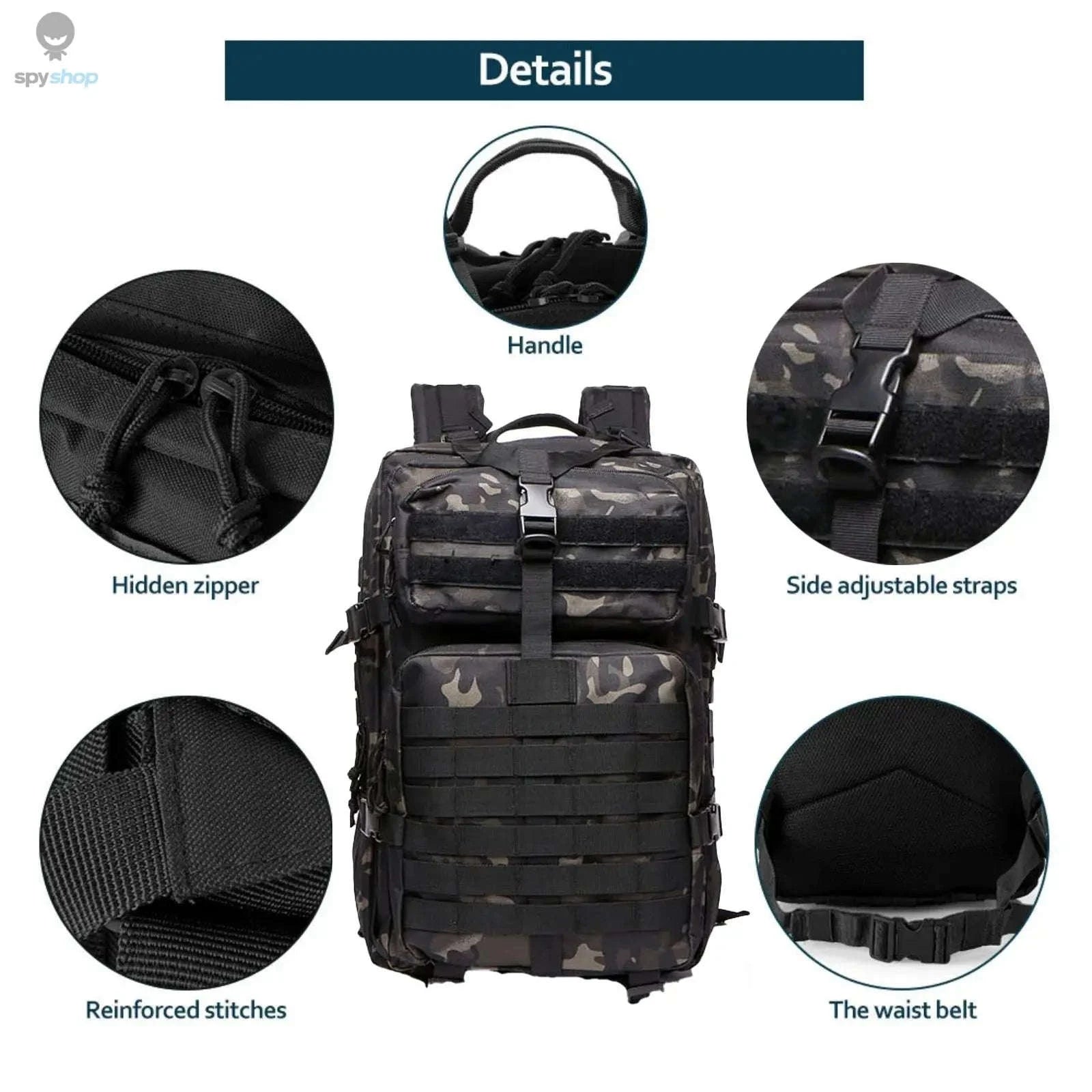 TrailForce Tactical Backpack – Waterproof, MOLLE‑Ready, 25L/50L Outdoor Pack-50L (Green)
