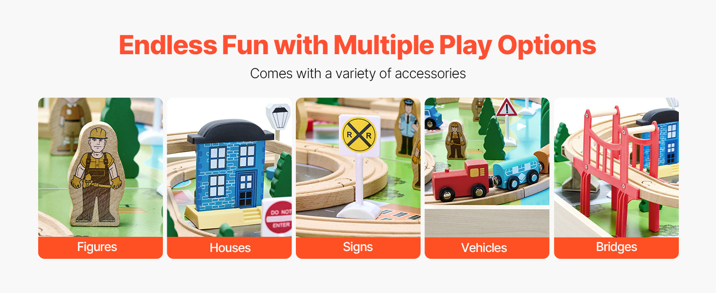 Kids Wooden Train Table Set with Storage & Double-Sided Play Surface